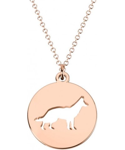 14K Gold German Shepherd Cutout Disc Necklace by JEWLR 18.0 Inches Rose Gold $101.20 Necklaces