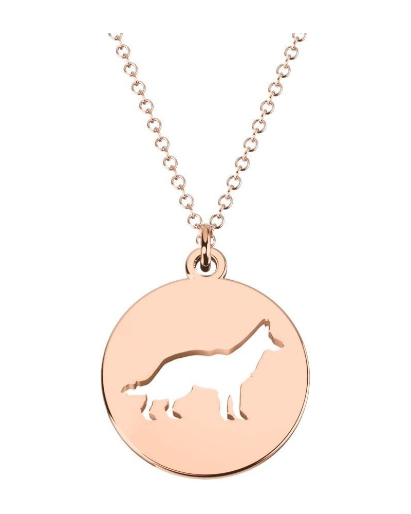 14K Gold German Shepherd Cutout Disc Necklace by JEWLR 18.0 Inches Rose Gold $101.20 Necklaces