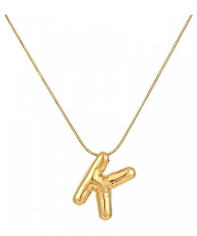 Bubble Letter Necklace 18K Gold Plated Balloon Initial Pendant Necklaces for Women Dainty Herringbone Chain A-Z Alphabet Neck...