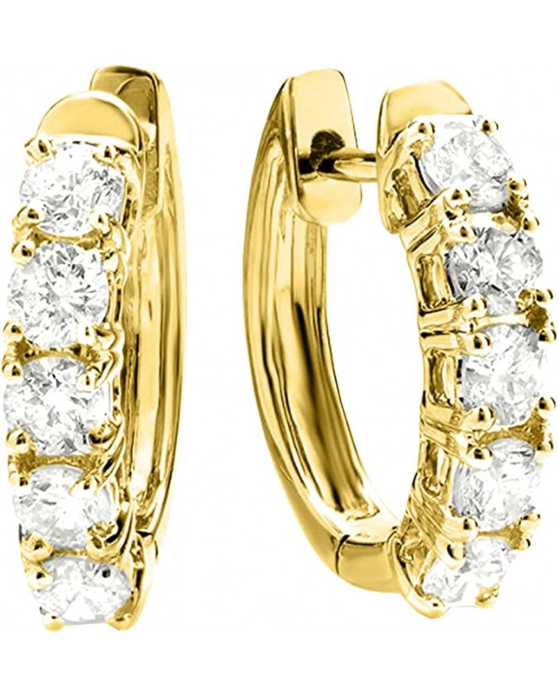 1-5 Carat Five Stone Diamond Hoop Huggie Earrings 14K Gold Value Collection 4.0 Carat 14K Yellow Gold $777.40 Earrings