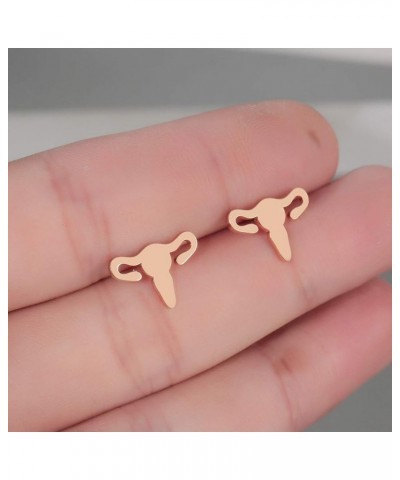 Mini Uterus Shape Stud Earrings Anatomic Organ Earrings Women Girls Earrings Gift Biology Uterus Ear Stud Nursing Gift for Do...