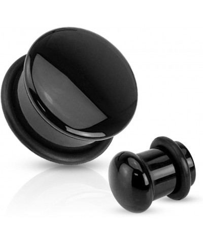 Black Agate Natural Stone Domed Single Flared Plugs with Black O Ring, Sold as a Pair 16mm (5/8") $9.05 Body Jewelry