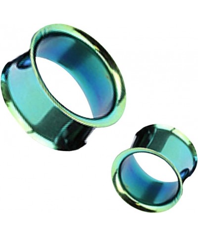 Pair of Double Flared Tunnel Plugs Titanium IP over 316L Surgical Steel 1" Green $11.50 Body Jewelry