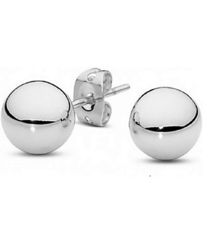 LaSterling Silver Round Ball Stud Earrings in 8mm – 100% Hypoallergenic Jewelry $18.33 Earrings