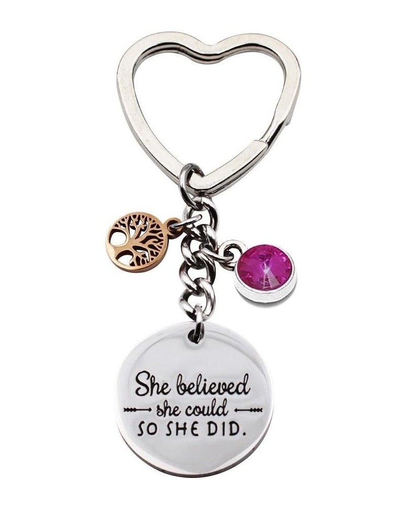 She Believed She Could So She Did 12 Birthstone Inspirational Keychain for Women and Girls Gift 10 October $7.75 Bracelets