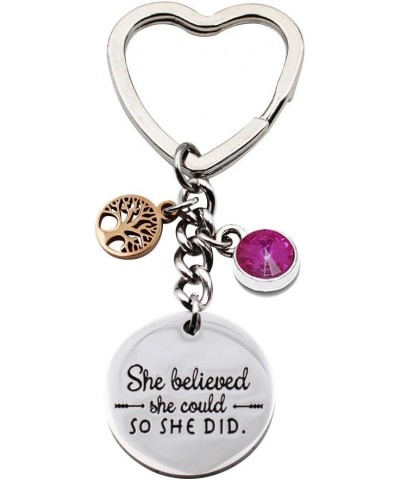 She Believed She Could So She Did 12 Birthstone Inspirational Keychain for Women and Girls Gift 10 October $7.75 Bracelets