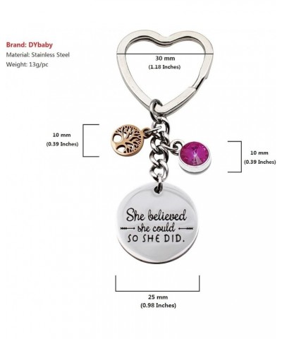 She Believed She Could So She Did 12 Birthstone Inspirational Keychain for Women and Girls Gift 10 October $7.75 Bracelets