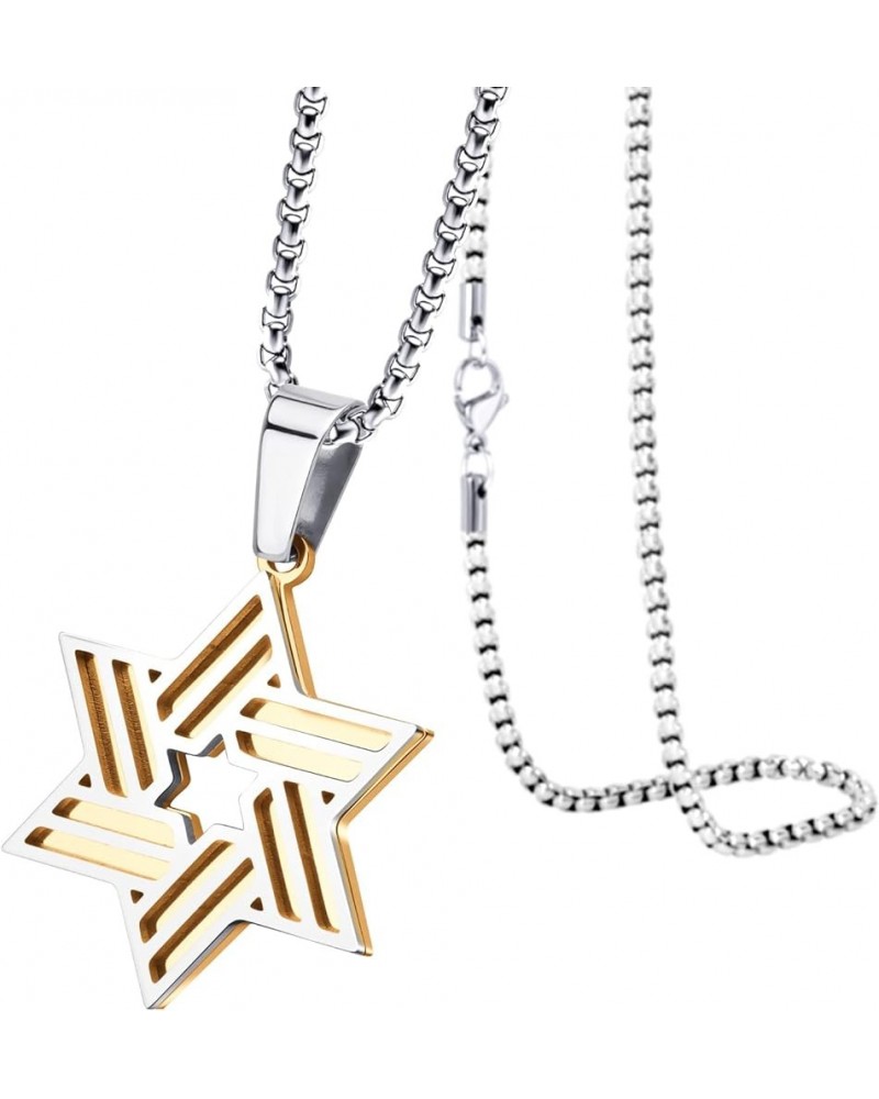 Stainless Steel Star of David Necklace for Men & Women, 16-24 Inch Box Chain Silver/Rose Gold 22.0 Inches $10.75 Necklaces