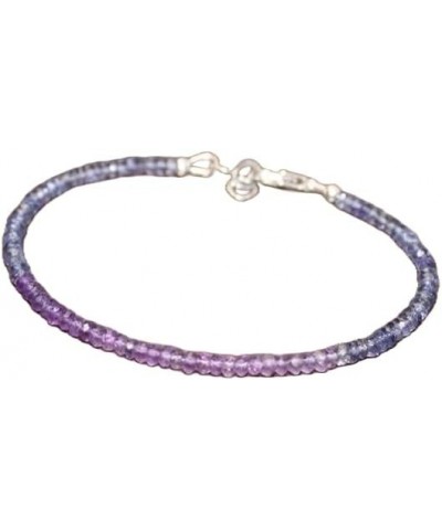 iolite & shaded amethyst 3-4mm rondelle shape faceted cut gemstone beads 7 inch stacking bracelet with 925 sterling silver- s...