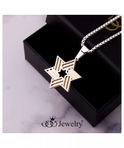 Stainless Steel Star of David Necklace for Men & Women, 16-24 Inch Box Chain Silver/Rose Gold 22.0 Inches $10.75 Necklaces