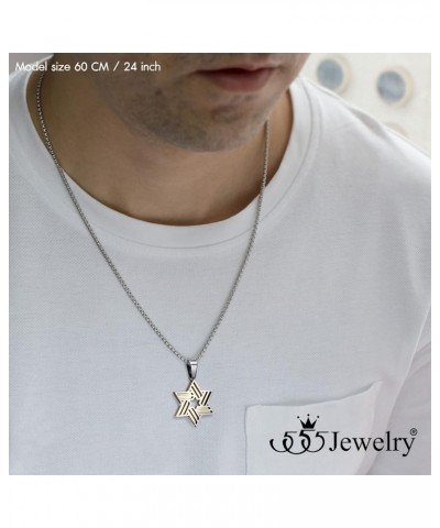 Stainless Steel Star of David Necklace for Men & Women, 16-24 Inch Box Chain Silver/Rose Gold 22.0 Inches $10.75 Necklaces