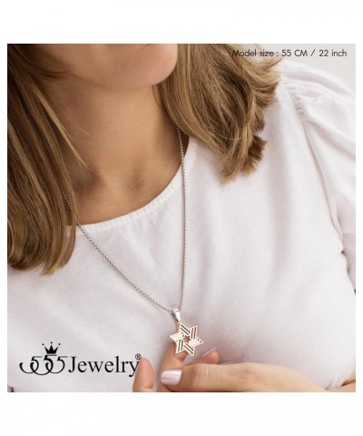 Stainless Steel Star of David Necklace for Men & Women, 16-24 Inch Box Chain Silver/Rose Gold 22.0 Inches $10.75 Necklaces