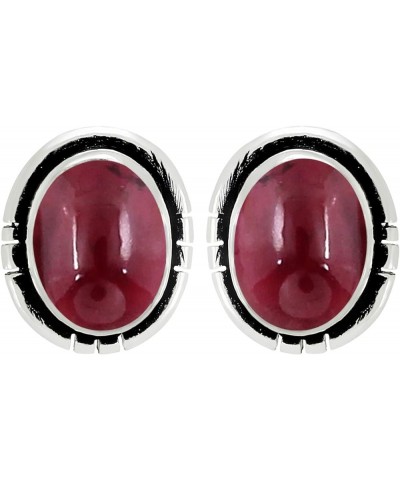 Natural Gemstone Earrings For Women, Earrings For Women Studs, Oval Earrings For Women, Silver Plated Earrings Garnet $9.89 E...