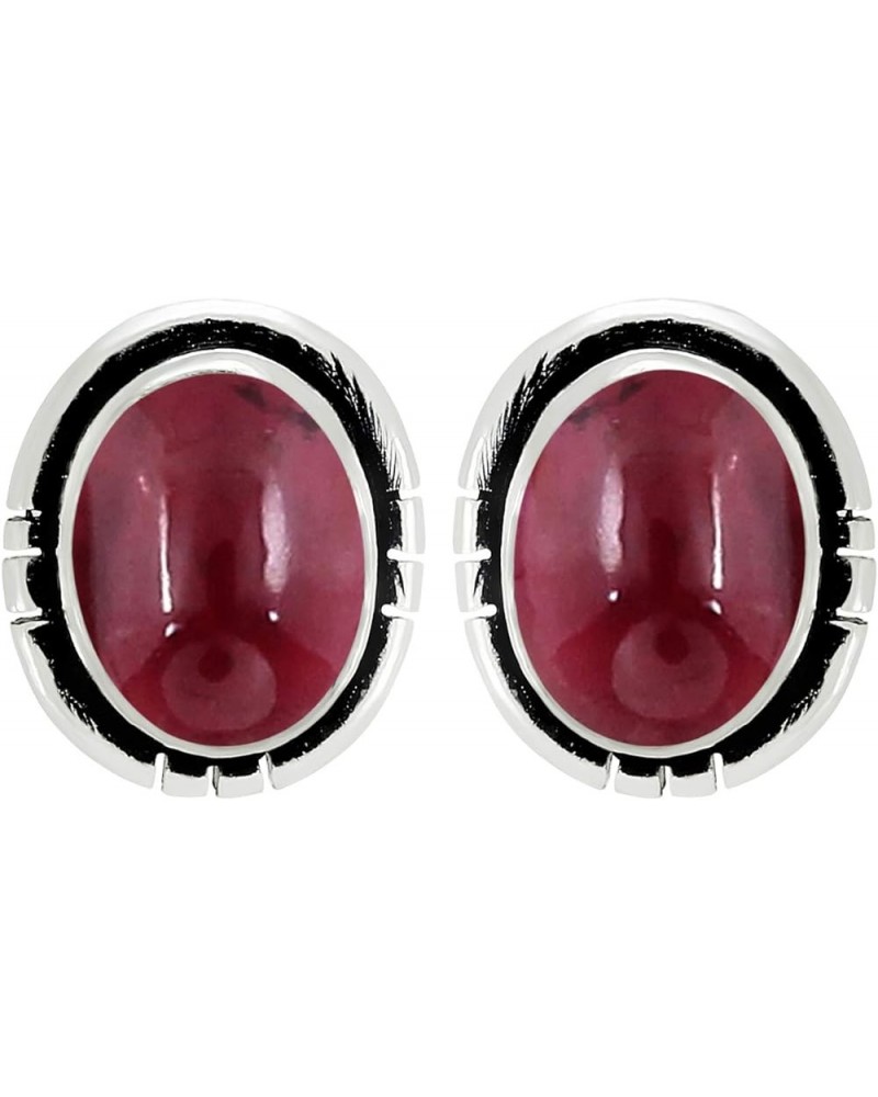 Natural Gemstone Earrings For Women, Earrings For Women Studs, Oval Earrings For Women, Silver Plated Earrings Garnet $9.89 E...