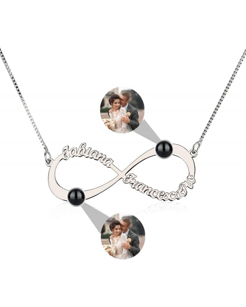 Personalized Photo Necklace Photo Projection Necklace Infinity Name Necklace with 2 Names Sterling Silver Projection Necklace...