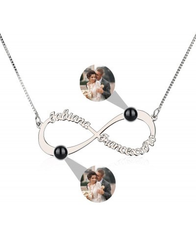 Personalized Photo Necklace Photo Projection Necklace Infinity Name Necklace with 2 Names Sterling Silver Projection Necklace...