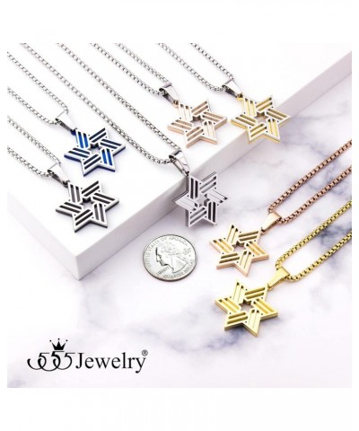 Stainless Steel Star of David Necklace for Men & Women, 16-24 Inch Box Chain Silver/Rose Gold 22.0 Inches $10.75 Necklaces