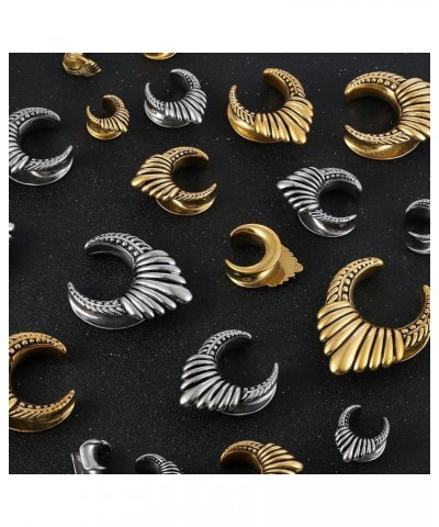 2 PCS Antiqued Ear Saddle Plugs Tunnels Gauges for Women & Mens - Stainless Steel 316L Ear Piercing Expander Body Earrings 25...