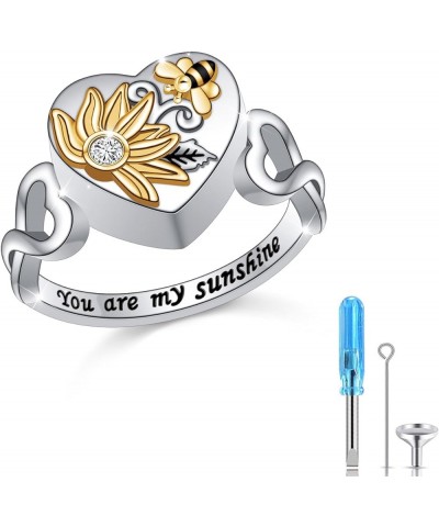 Sunflower/Rose Cremation Urn Ring for Ashes -925 Sterling Silver Paw urn rings for Ashes Memorial Keepsake Ring Jewelry Gift ...