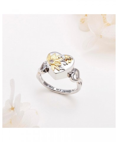 Sunflower/Rose Cremation Urn Ring for Ashes -925 Sterling Silver Paw urn rings for Ashes Memorial Keepsake Ring Jewelry Gift ...