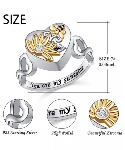 Sunflower/Rose Cremation Urn Ring for Ashes -925 Sterling Silver Paw urn rings for Ashes Memorial Keepsake Ring Jewelry Gift ...