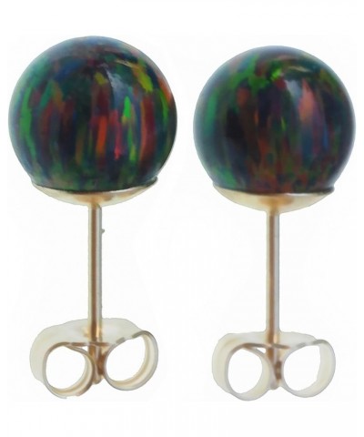 14k Gold Created Opal Round Stud Earrings Black-7mm $23.85 Earrings