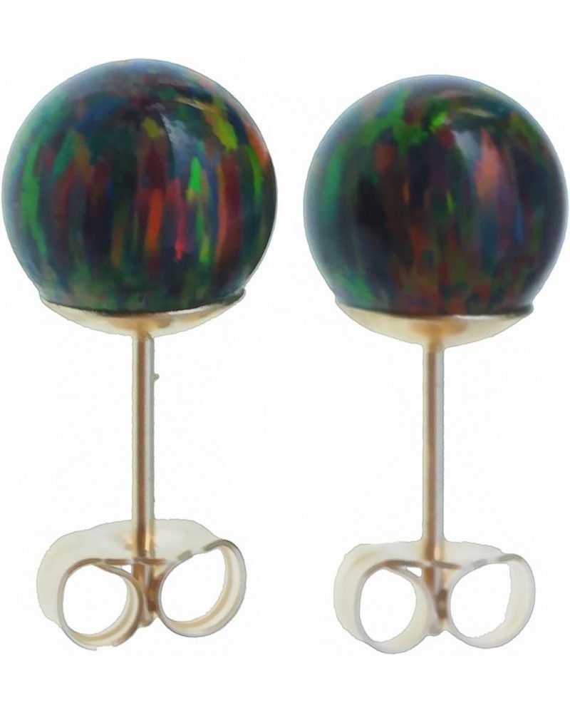 14k Gold Created Opal Round Stud Earrings Black-7mm $23.85 Earrings