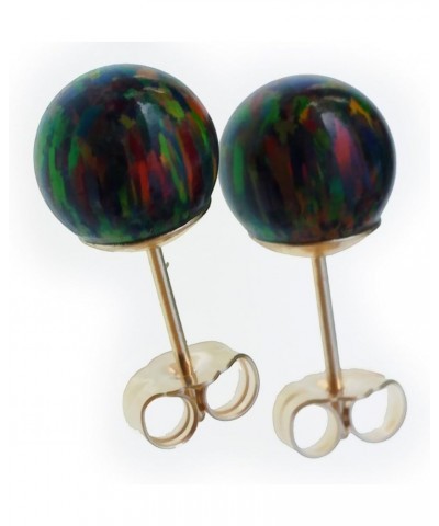 14k Gold Created Opal Round Stud Earrings Black-7mm $23.85 Earrings