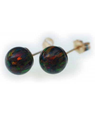 14k Gold Created Opal Round Stud Earrings Black-7mm $23.85 Earrings