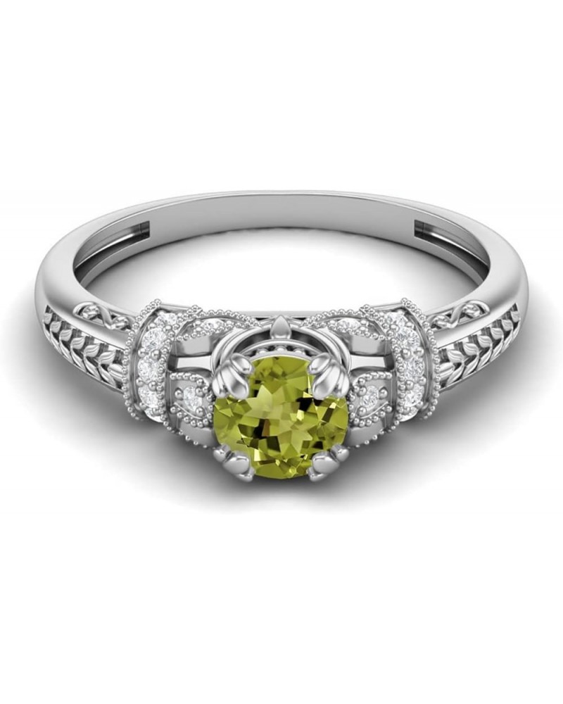 5 MM Round Shape Natural Multi Gemstone Promise Ring in 925 Sterling Silver Blossom Design Peridot $18.73 Rings