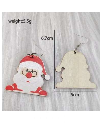 1-2Pairs Christmas Theme Wooden Drop Dangle Earrings Bulk Snowman Santa Claus Gingerbread Christmas Tree Cartoon Print for Wo...