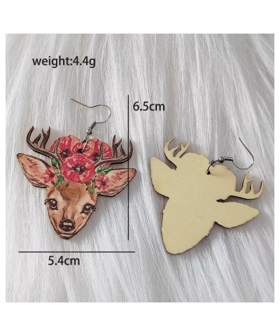 1-2Pairs Christmas Theme Wooden Drop Dangle Earrings Bulk Snowman Santa Claus Gingerbread Christmas Tree Cartoon Print for Wo...