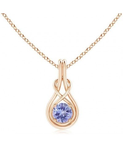 Natural Tanzanite Solitaire Infinity Pendant Necklace for Women, Girls in 14K Solid Gold/Platinum | December Birthstone | Jew...