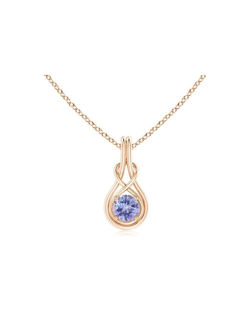 Natural Tanzanite Solitaire Infinity Pendant Necklace for Women, Girls in 14K Solid Gold/Platinum | December Birthstone | Jew...