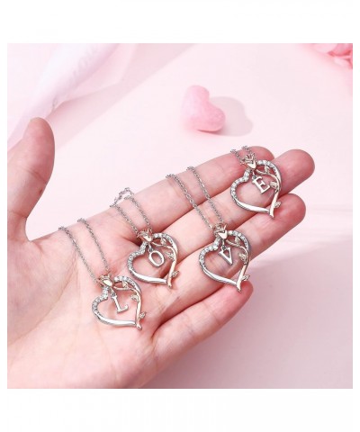 Rose Heart Necklaces for Women Girls - Heart Initial Pendant Necklaces for Women Teen Girls Jewelry Christmas Valentines Anni...