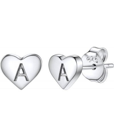 925 Sterling Silver Heart Letter Stud Earrings for Women Initial Earring for Girls with Gift Packaging A $10.06 Earrings