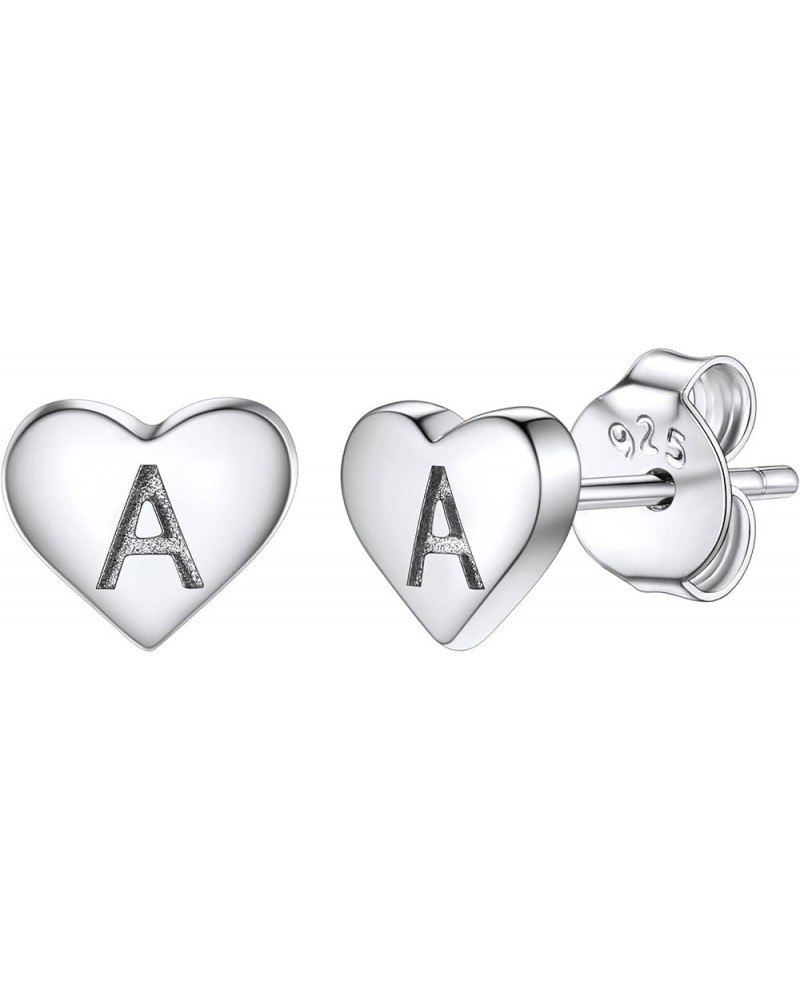 925 Sterling Silver Heart Letter Stud Earrings for Women Initial Earring for Girls with Gift Packaging A $10.06 Earrings