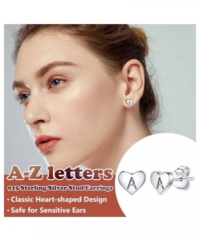 925 Sterling Silver Heart Letter Stud Earrings for Women Initial Earring for Girls with Gift Packaging A $10.06 Earrings