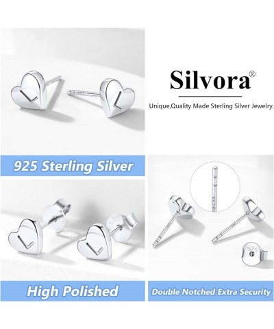 925 Sterling Silver Heart Letter Stud Earrings for Women Initial Earring for Girls with Gift Packaging A $10.06 Earrings