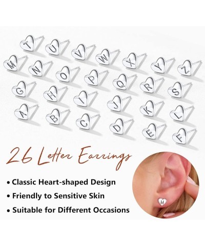 925 Sterling Silver Heart Letter Stud Earrings for Women Initial Earring for Girls with Gift Packaging A $10.06 Earrings