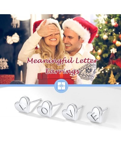 925 Sterling Silver Heart Letter Stud Earrings for Women Initial Earring for Girls with Gift Packaging A $10.06 Earrings