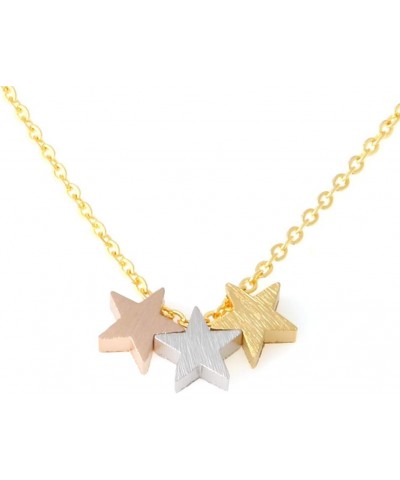 3 Mixed Color Stars Necklace Plated Brass, 17.5 inches Gold $12.15 Necklaces
