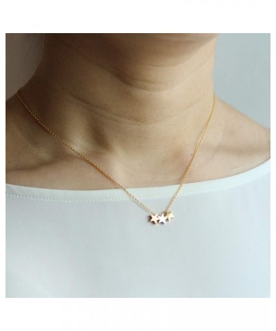 3 Mixed Color Stars Necklace Plated Brass, 17.5 inches Gold $12.15 Necklaces