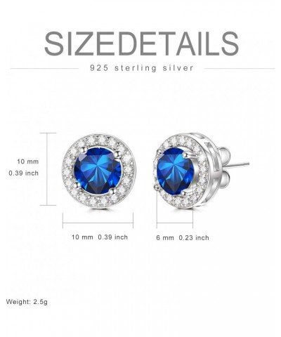 Sterling Silver Halo Earrings with 12 Birthstone Austrian Crystals, Hypoallergenic Stud Earrings for Women, Perfect for Anniv...