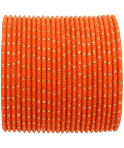 Indian Bangles Set Bollywood Plain Metal Bangle Bracelets Costume Jewelry for Women & Girls Neon Orange Color (Set of 24 Pcs)...