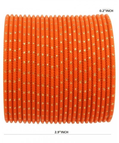 Indian Bangles Set Bollywood Plain Metal Bangle Bracelets Costume Jewelry for Women & Girls Neon Orange Color (Set of 24 Pcs)...