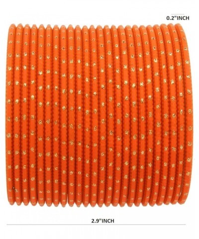 Indian Bangles Set Bollywood Plain Metal Bangle Bracelets Costume Jewelry for Women & Girls Neon Orange Color (Set of 24 Pcs)...