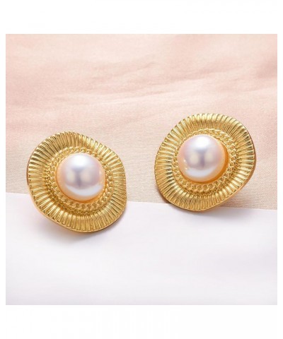 Gold Pearl Earrings for Women Pearl Button Earrings Fireworks Small Pearl Earrings Pearl Drop Earrings Hypoallergenic pearl b...