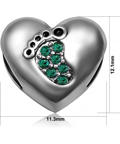 Love Baby Feet Heart Mom Mommy Birthday Birthstone Jan-December Womens Beads Charms for Bracelets Mother Wife Sister Grandma ...