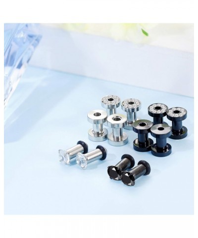 6 Pairs Stainless Steel Ear Gauges CZ Screw Plugs Tunnel Ear Expander Stretcher Piercing Gauge-6g(4mm) $10.79 Body Jewelry